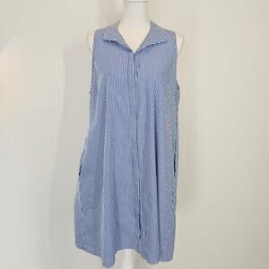 Tuckernuck Blue White Stripe T-shirt Tank Pockets Coastal Mini Dress Size XL